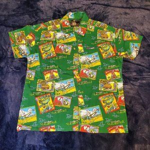 Margaritaville Boy's Jimmy Buffett Camp Shirt Green Background SZ Large